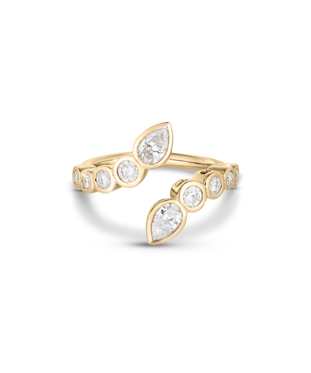 Elodie Round & Pear Bezel Wrap Ring