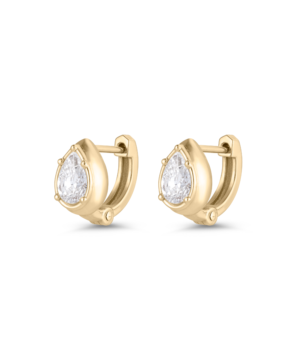 Cleo Pear Diamond Huggies Earrings