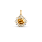 Close-up of Ophelia Citrine Pendant bezel setting with diamond halo