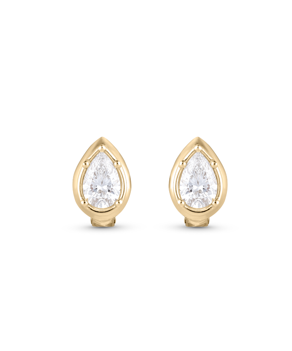 Cleo Pear Diamond Huggies Earrings