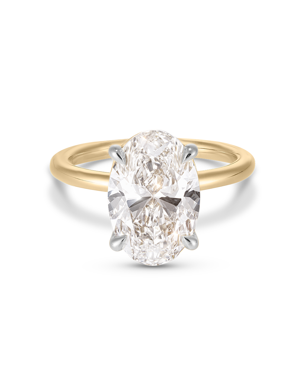 Grace 4.01ct Two Tone Oval Diamond Solitaire Engagement Ring