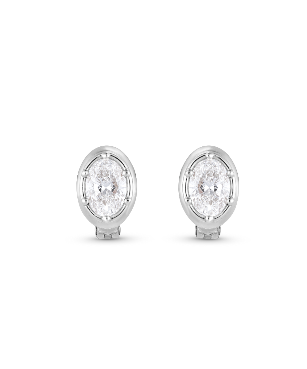 Cleo Oval Diamond Huggies Earrings