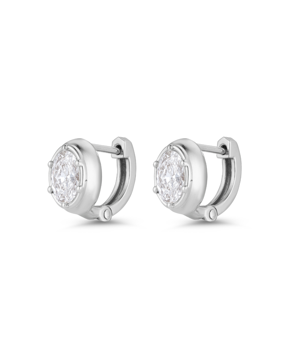 Cleo Oval Diamond Huggies Earrings
