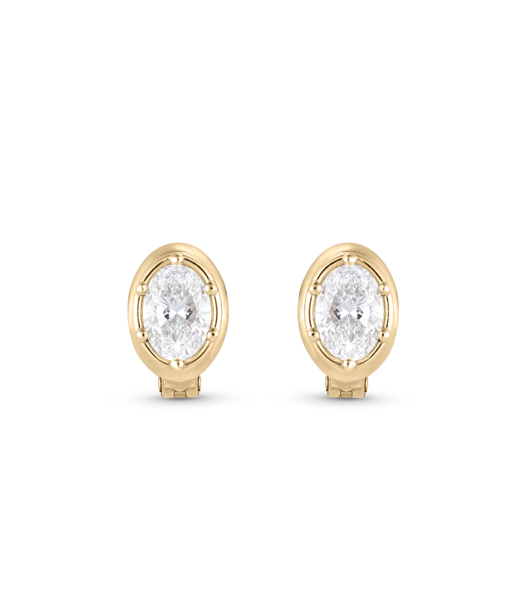 Cleo Oval Diamond Huggies Earrings