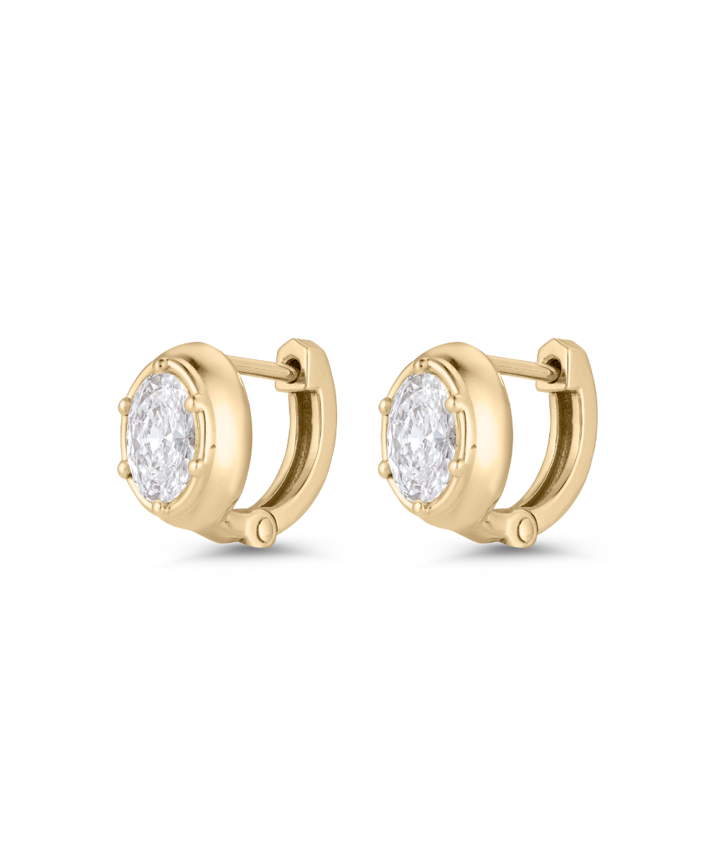 Cleo Oval Diamond Huggies Earrings