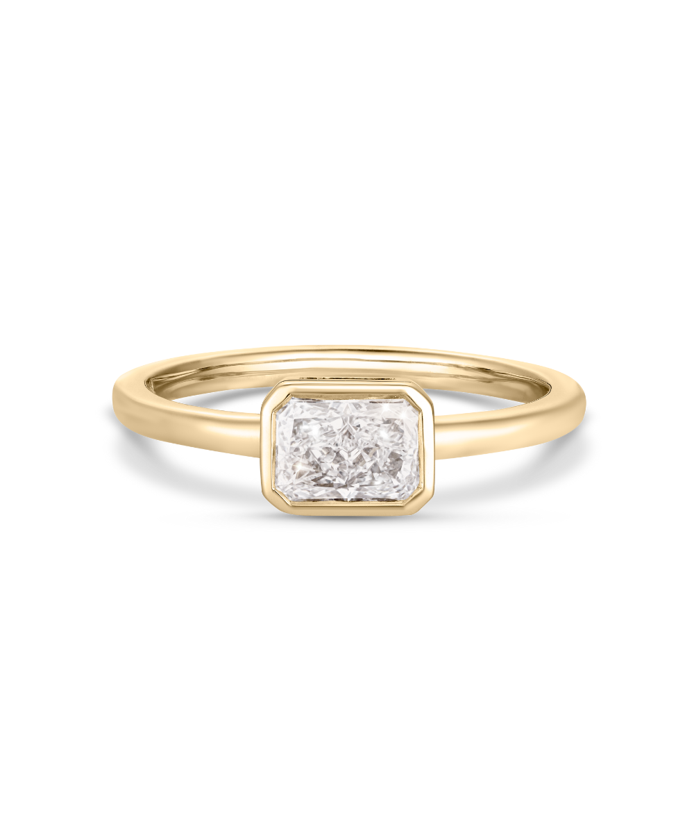 Christine 0.90ct Radiant Diamond East West Bezel Engagement Ring