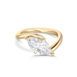 Adeline Curved Marquise Diamond Engagement Ring