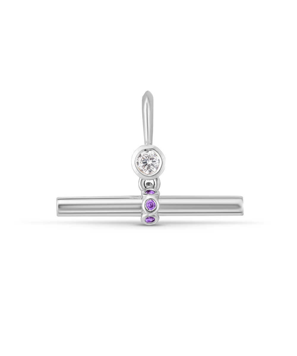 Birthstone T-Bar Pendant - White Gold classajewellers