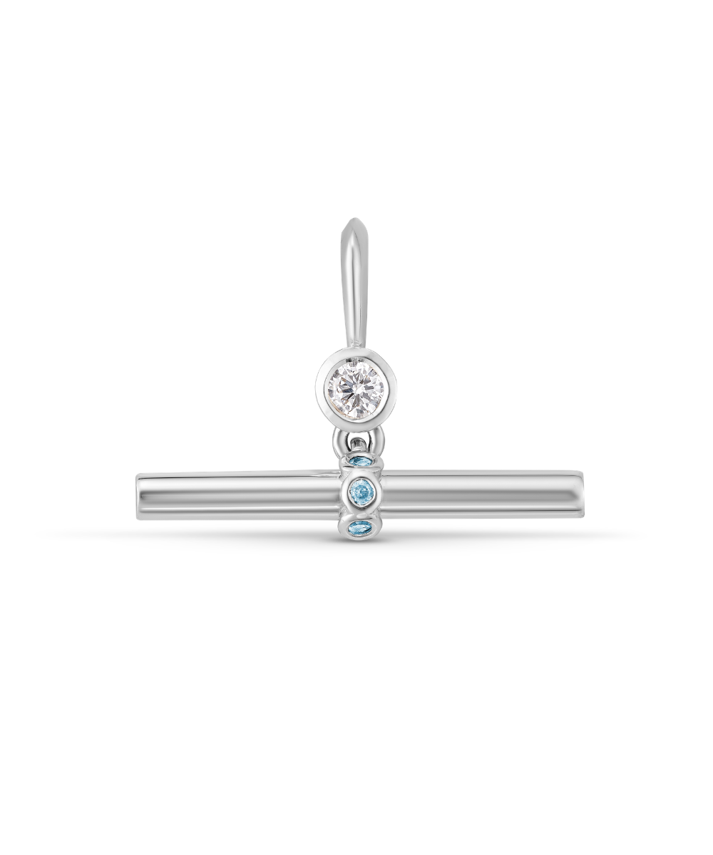 Birthstone T-Bar Pendant - White Gold classajewellers