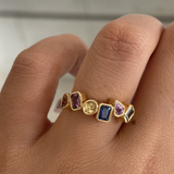 Aquila Rainbow Sapphire Cluster Ring