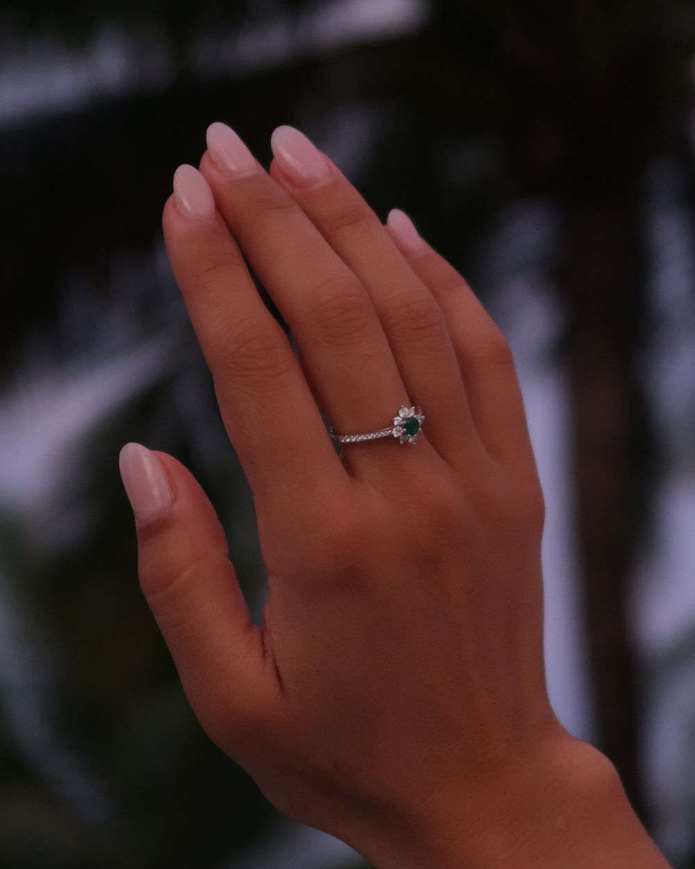 Emerald & Diamond Snowflake Ring