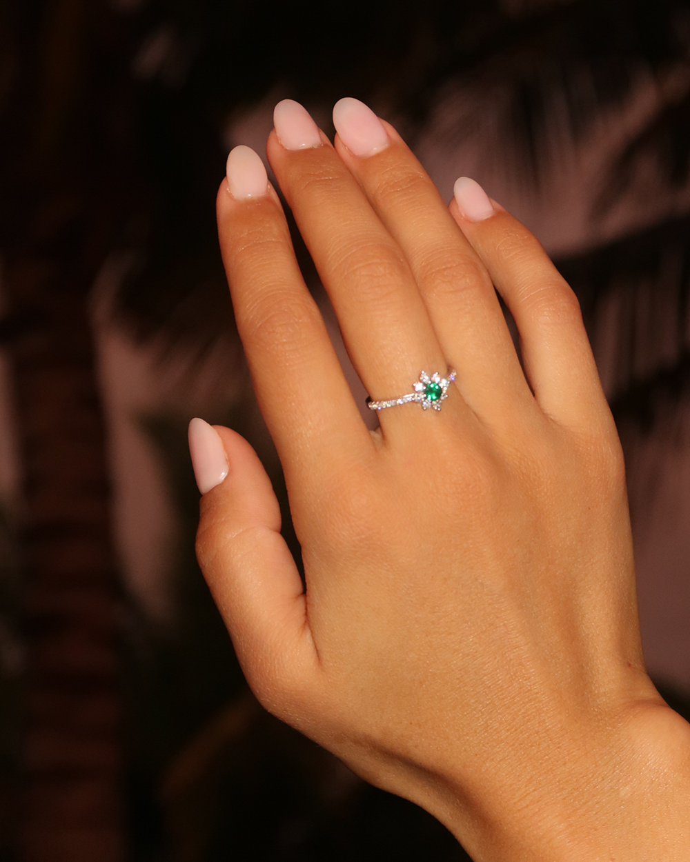 Emerald & Diamond Snowflake Ring