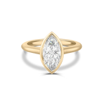 Front view of 2.02ct marquise diamond ring with smooth 18ct yellow gold bezel band