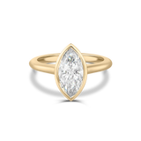 Front view of 2.02ct marquise diamond ring with smooth 18ct yellow gold bezel band