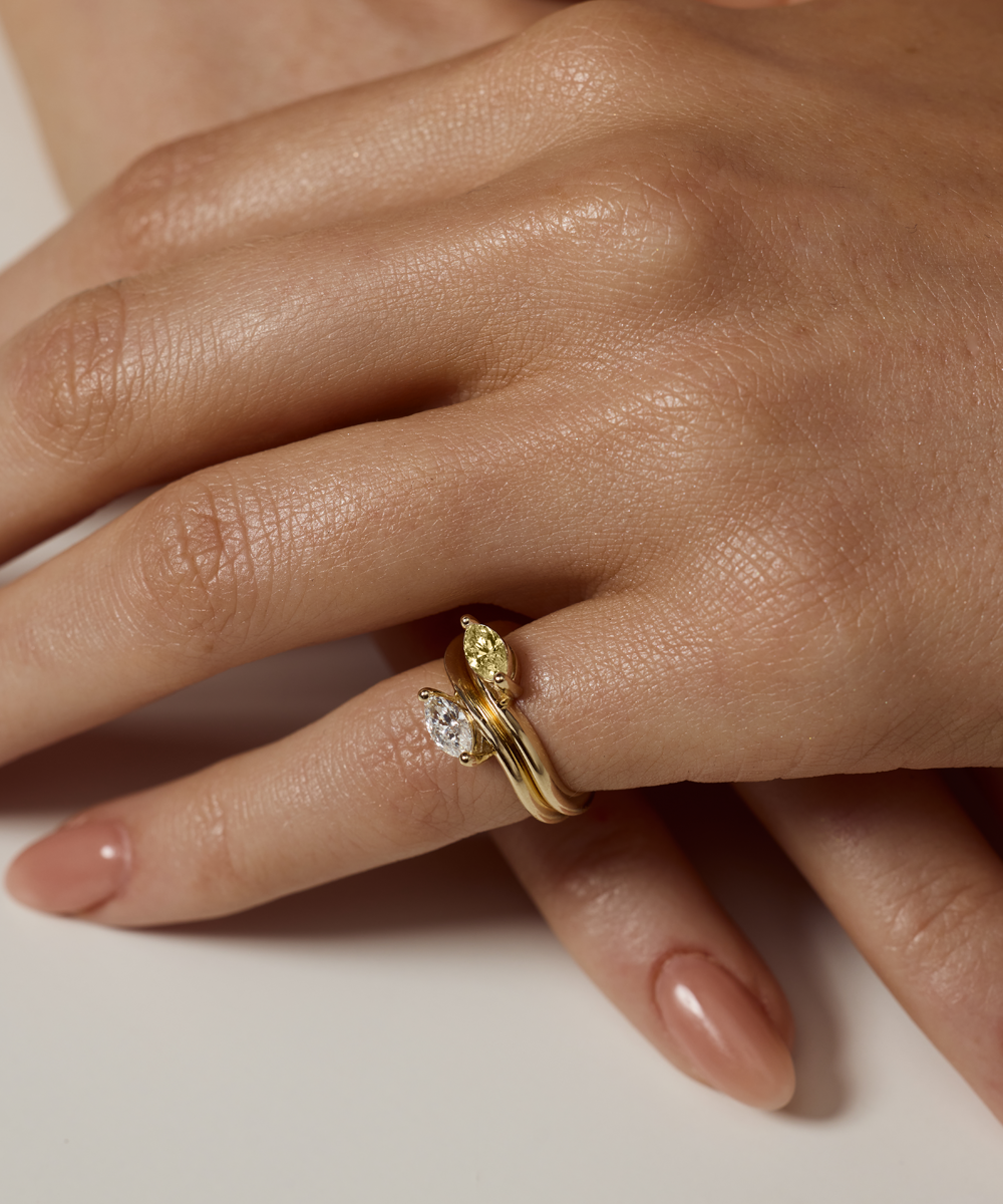 Astra Marquise Yellow Diamond Pinky Ring Diamond Rings