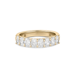 Front view of 18ct yellow gold diamond ring with eight cushion cut stones