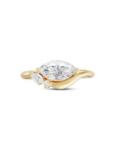 1.12ct lab grown diamond east west ring isolated white background
