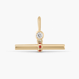 Birthstone T-Bar Pendant - Yellow Gold