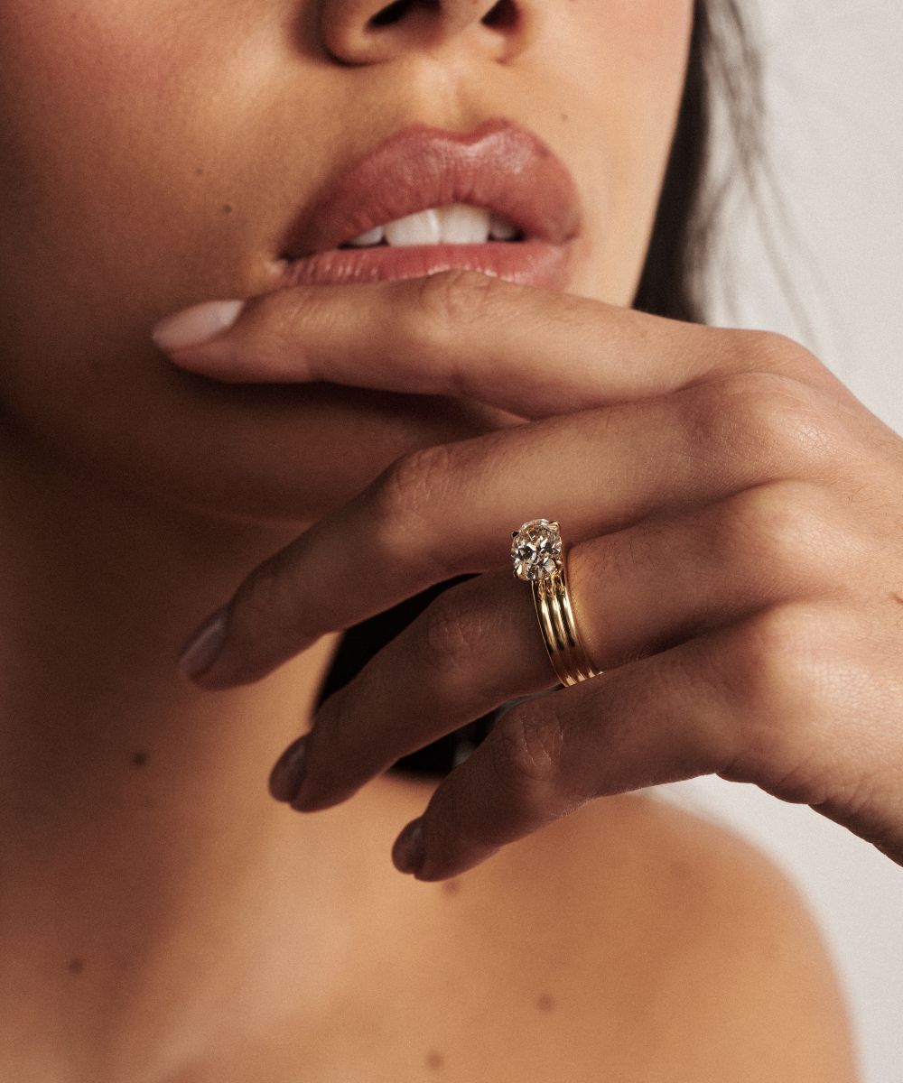 Blair Triple Band East West Oval Engagement Ring classajewellers