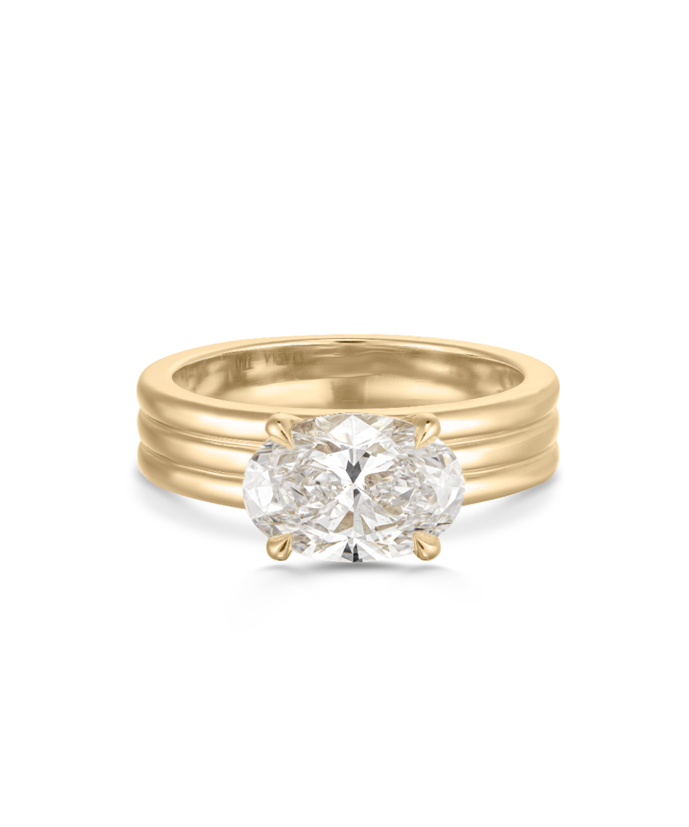 Blair triple band oval lab grown diamond engagement ring in 18ct yellow gold