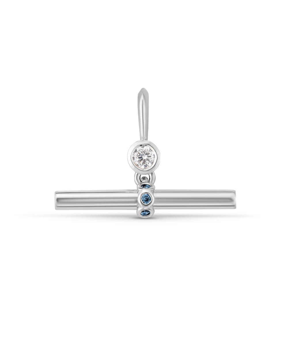 Birthstone T-Bar Pendant - White Gold classajewellers