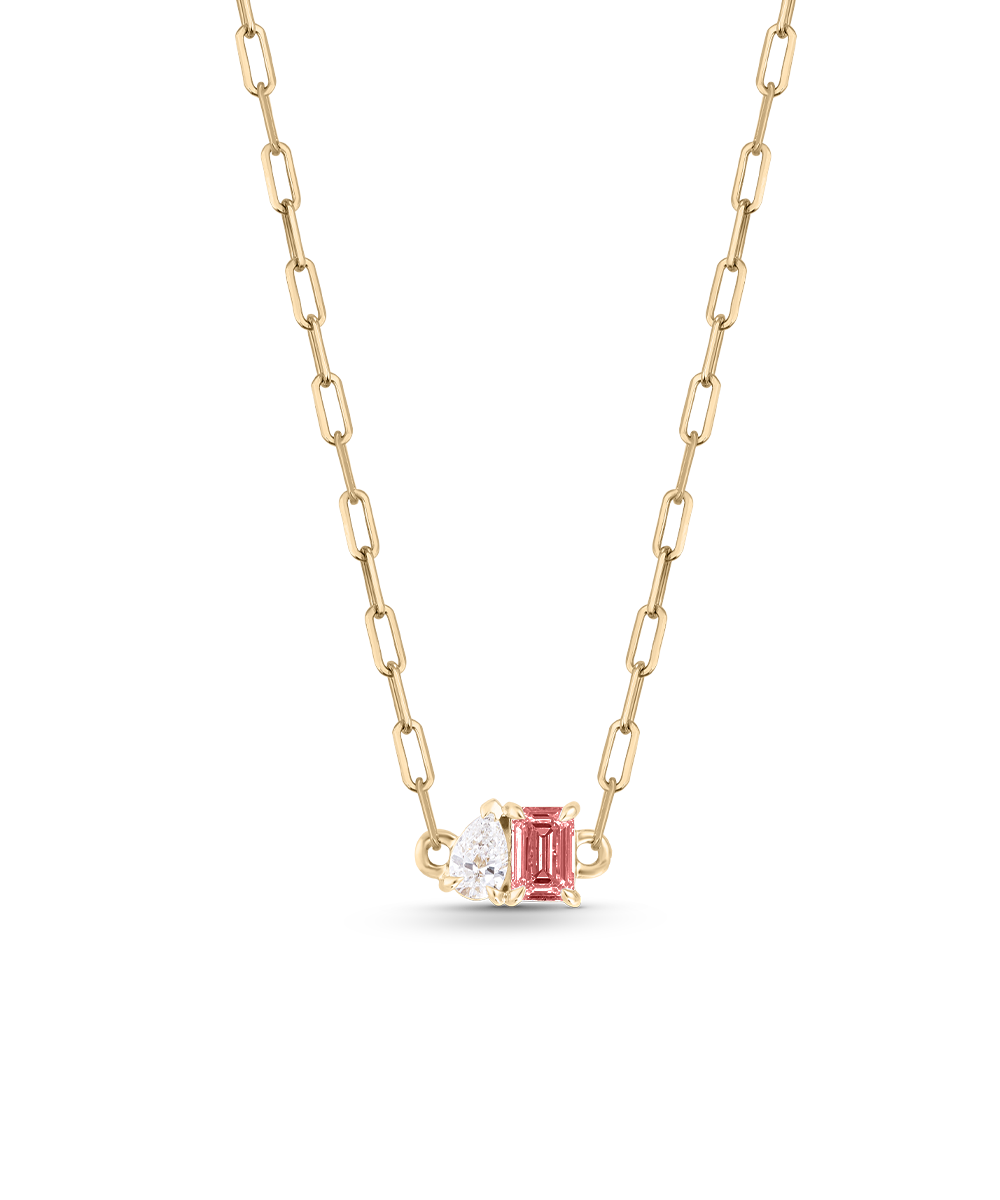 Bridget Diamond Toi et Moi Necklace - Pink Tourmaline