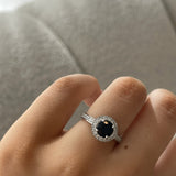 Brilliant Sapphire and Diamond Halo Ring