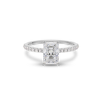 Carrie radiant cut lab grown diamond engagement ring in 18ct white gold with diamond band