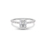 Carrie radiant cut lab grown diamond engagement ring in 18ct white gold with diamond band