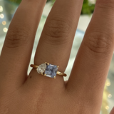 Emerald Cut Sapphire & Pear Diamond Toi et Moi Ring