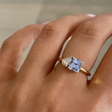Emerald Cut Sapphire & Pear Diamond Toi et Moi Ring