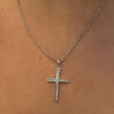 Channel Set Diamond Cross necklace