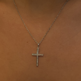 Channel Set Diamond Cross necklace