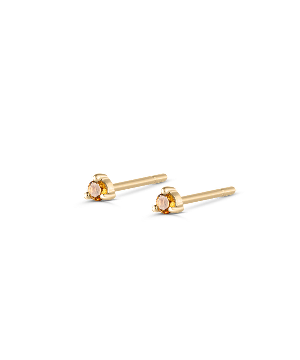 Petite orange-yellow birthstone stud earrings in 9ct yellow gold