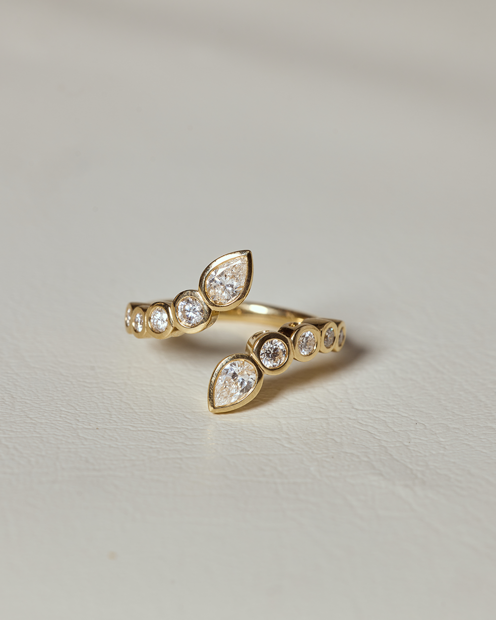 Elodie Round & Pear Bezel Wrap Ring