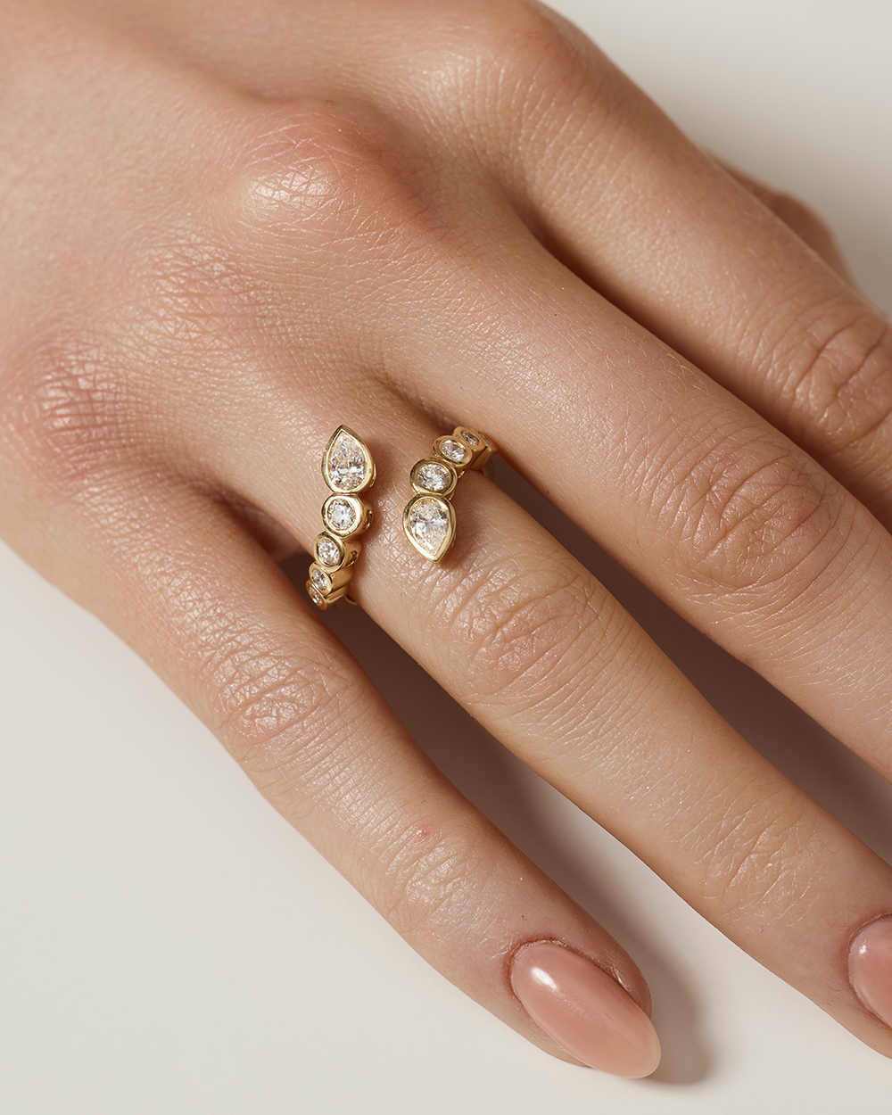 Elodie Round & Pear Bezel Wrap Ring
