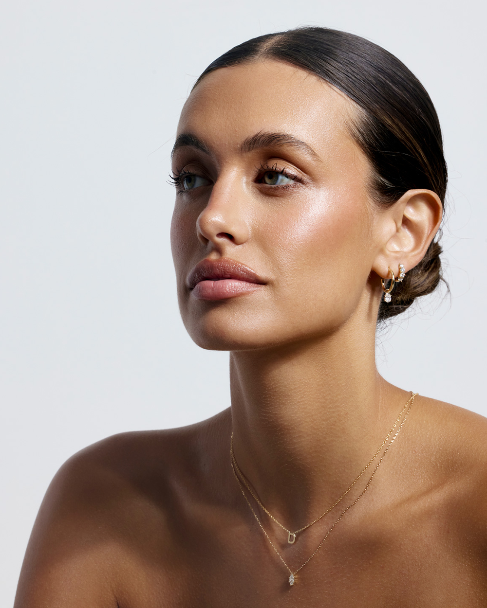 Oval Diamond Charmed Hoop Earrings