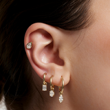 Oval Diamond Charmed Hoop Earrings