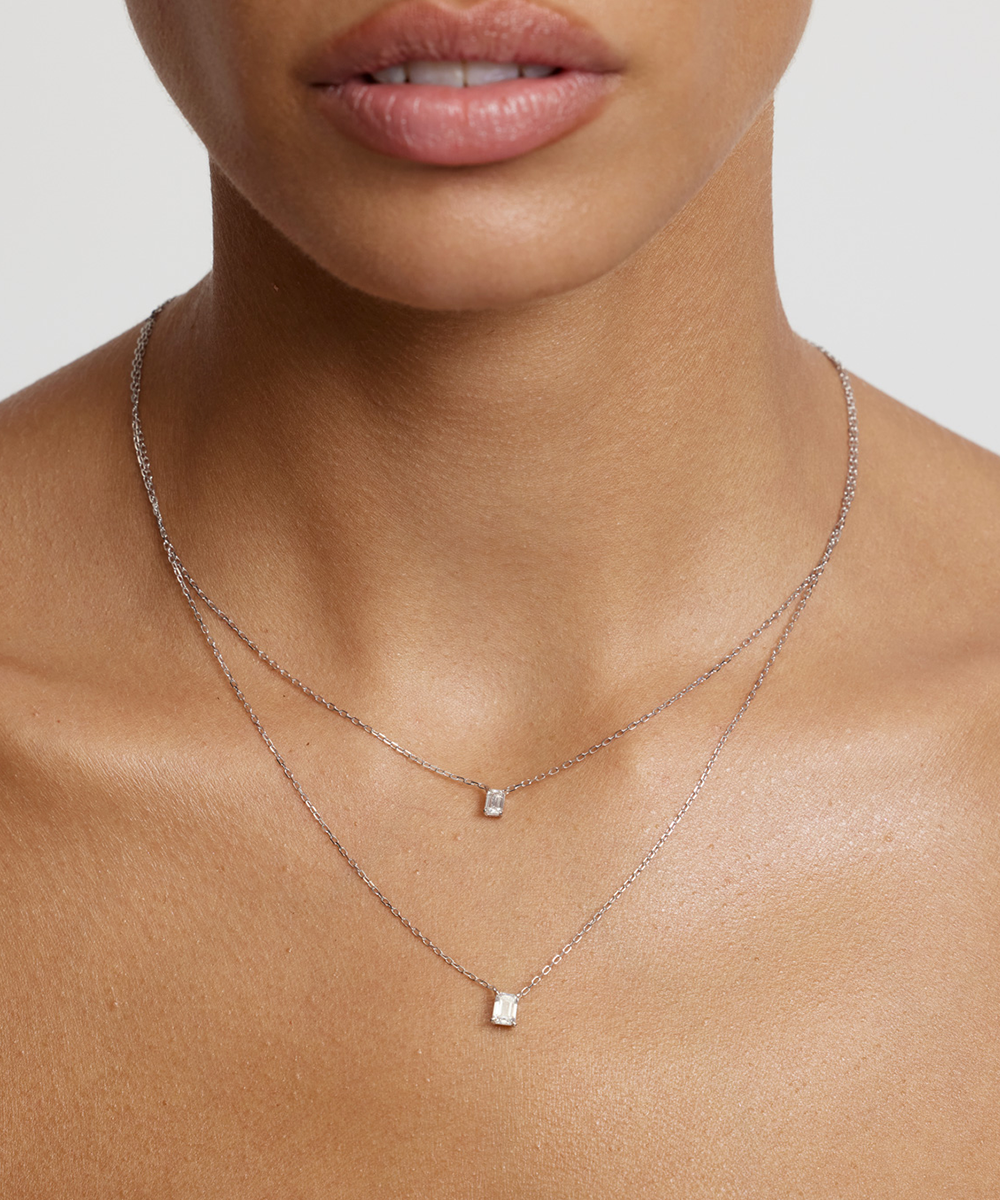 Emerald Solitaire Diamond Necklace
