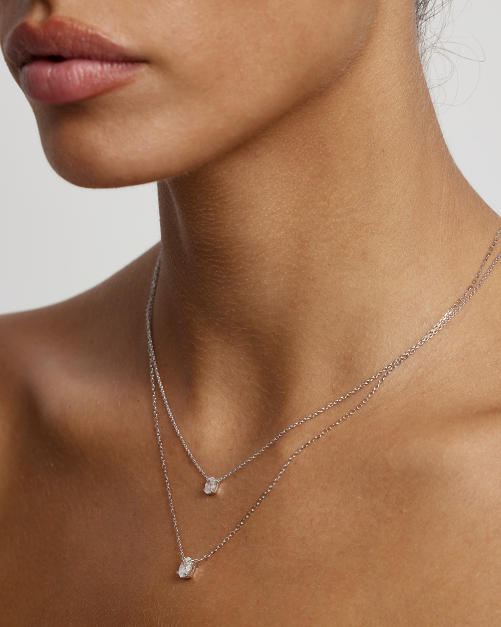 Oval Solitaire Diamond Necklace