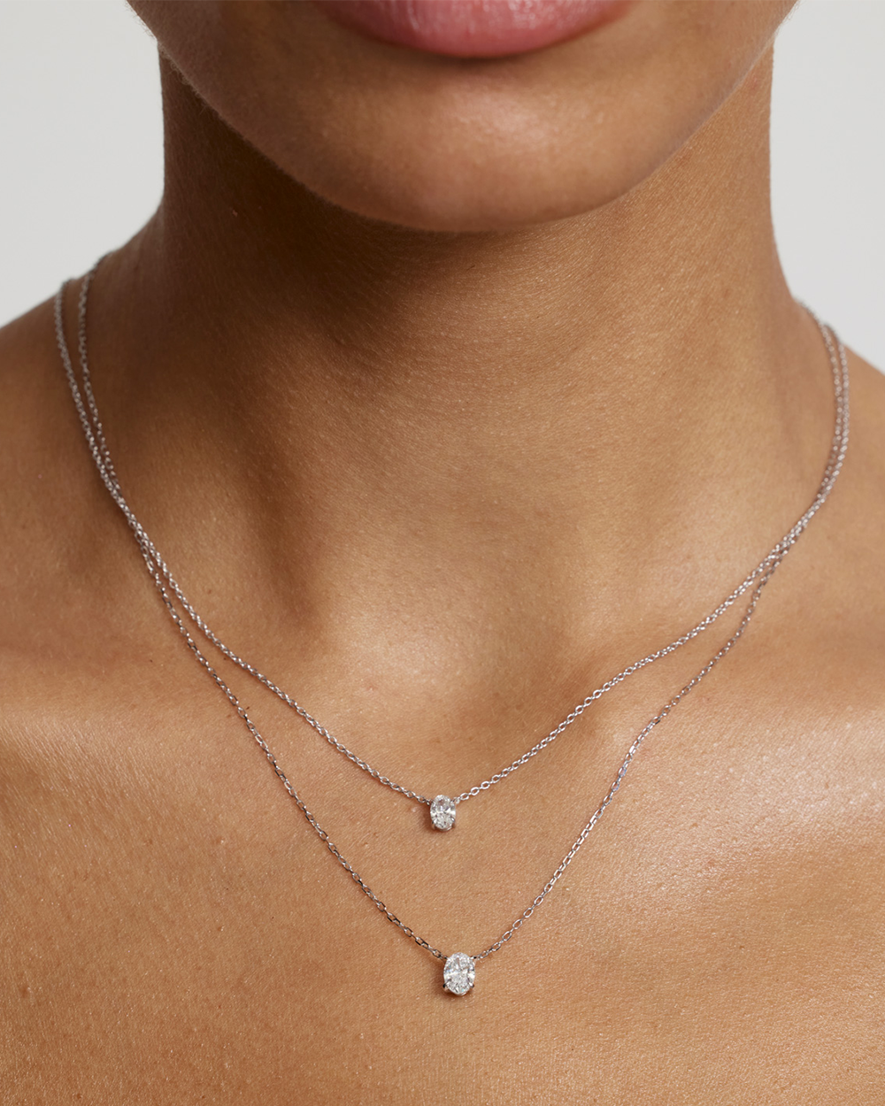 Oval Solitaire Diamond Necklace