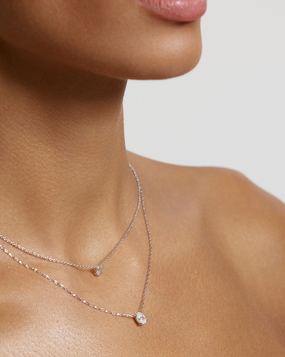 Oval Solitaire Diamond Necklace