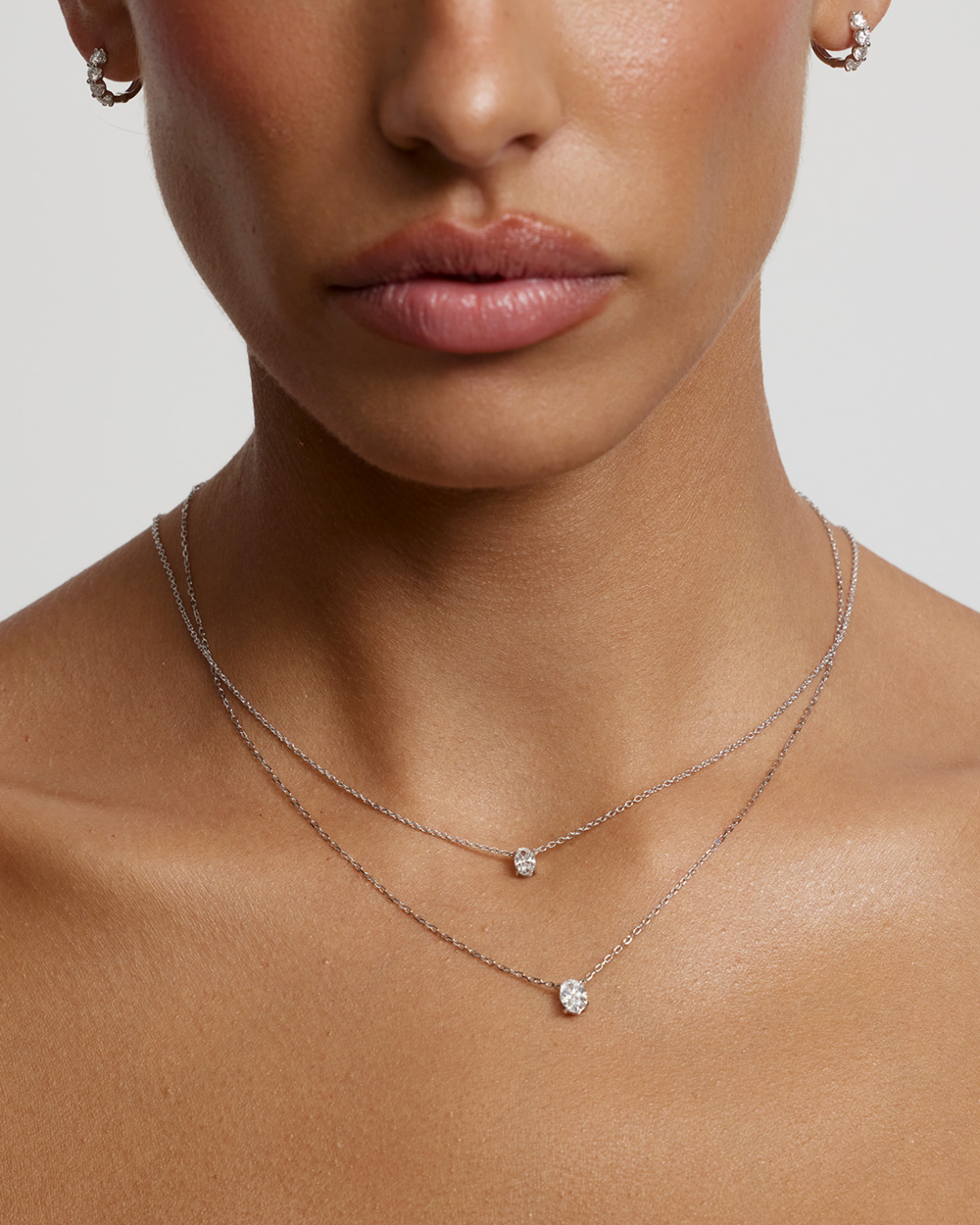 Oval Solitaire Diamond Necklace