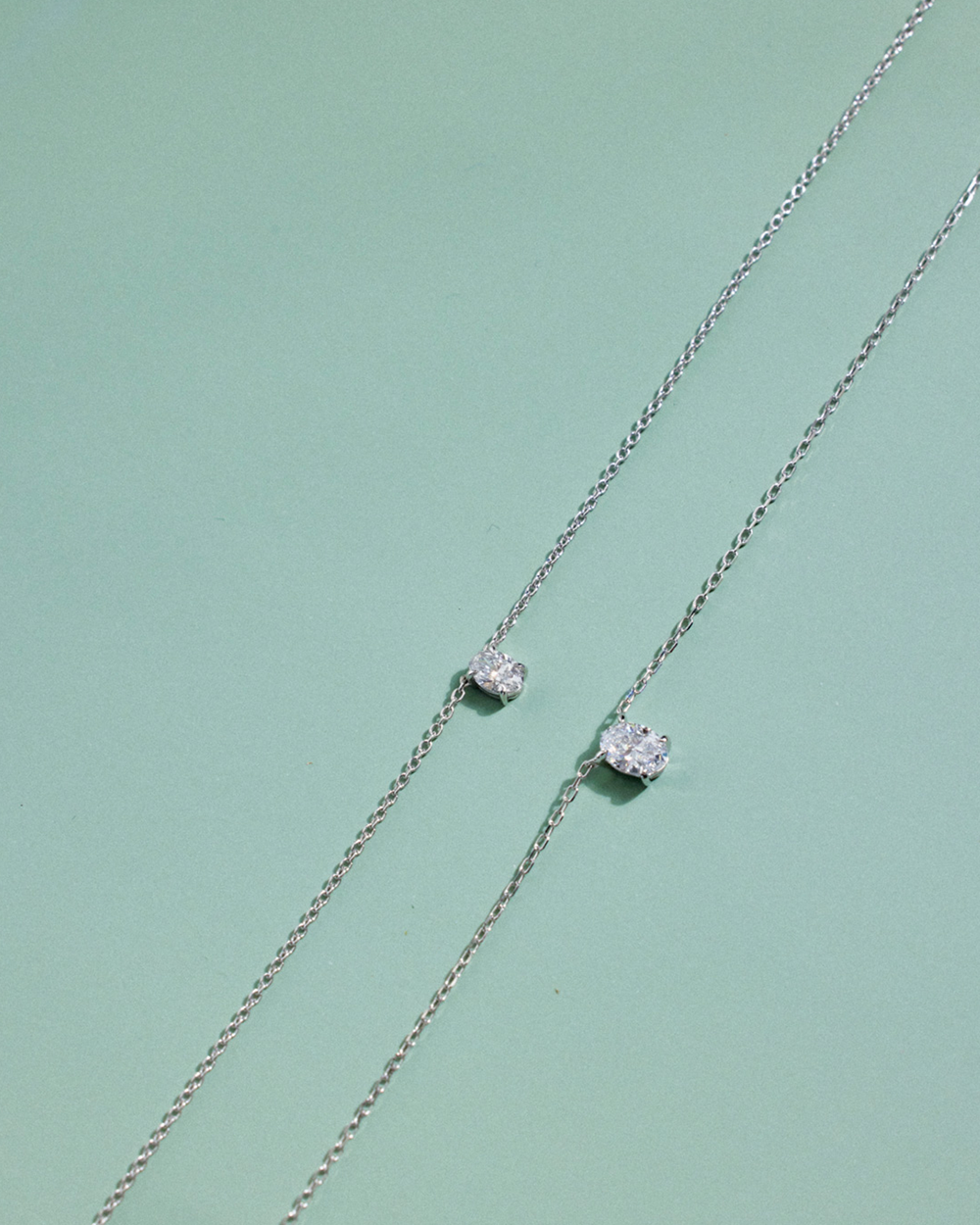 Oval Solitaire Diamond Necklace