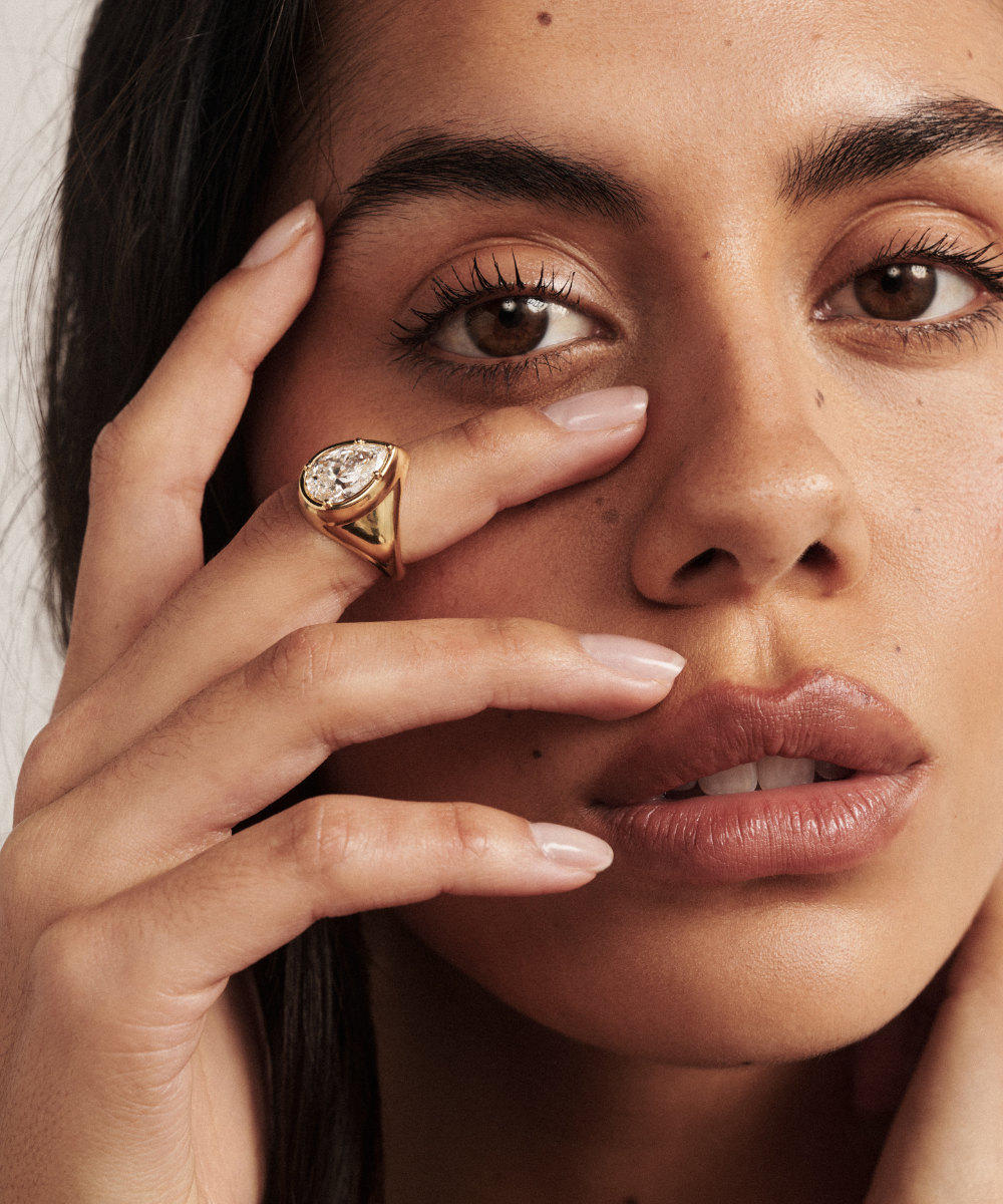 Claudette Pear Diamond Signet Ring classajewellers