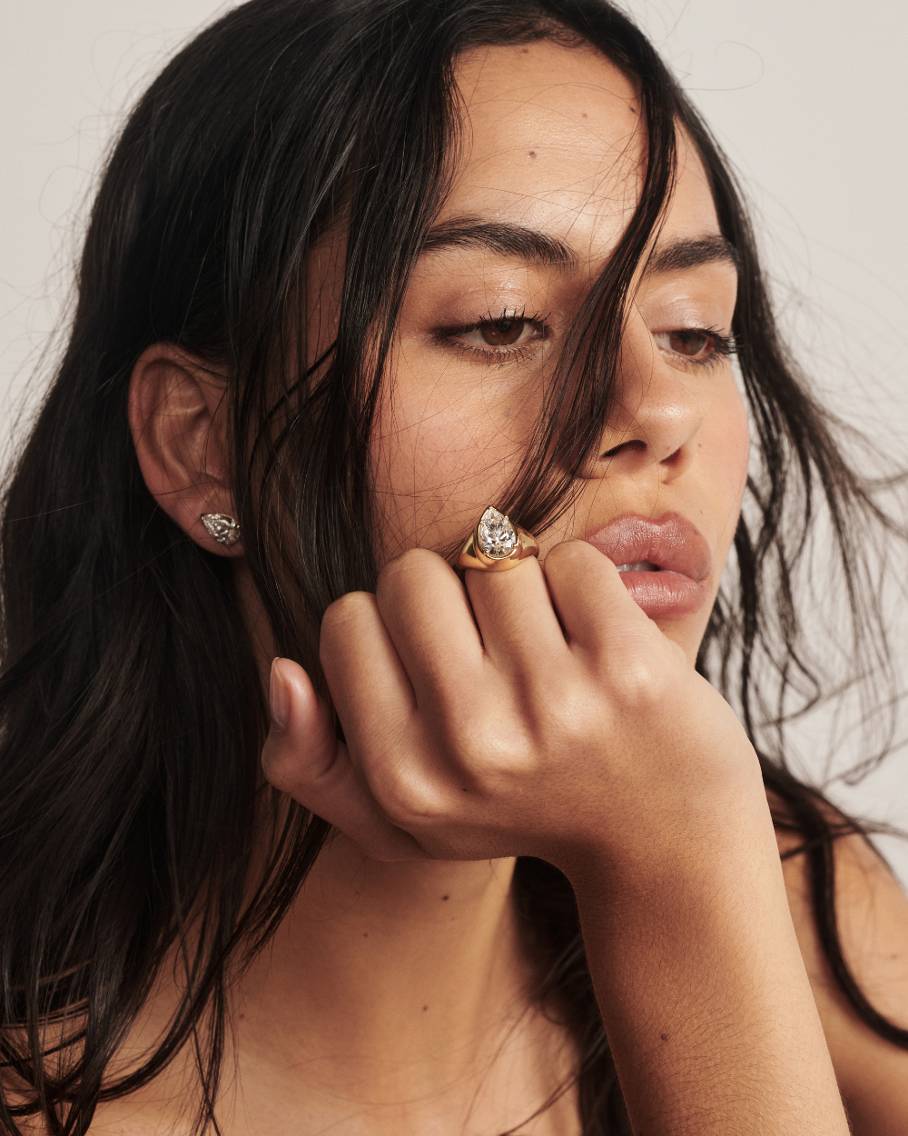 Claudette Pear Diamond Signet Ring classajewellers