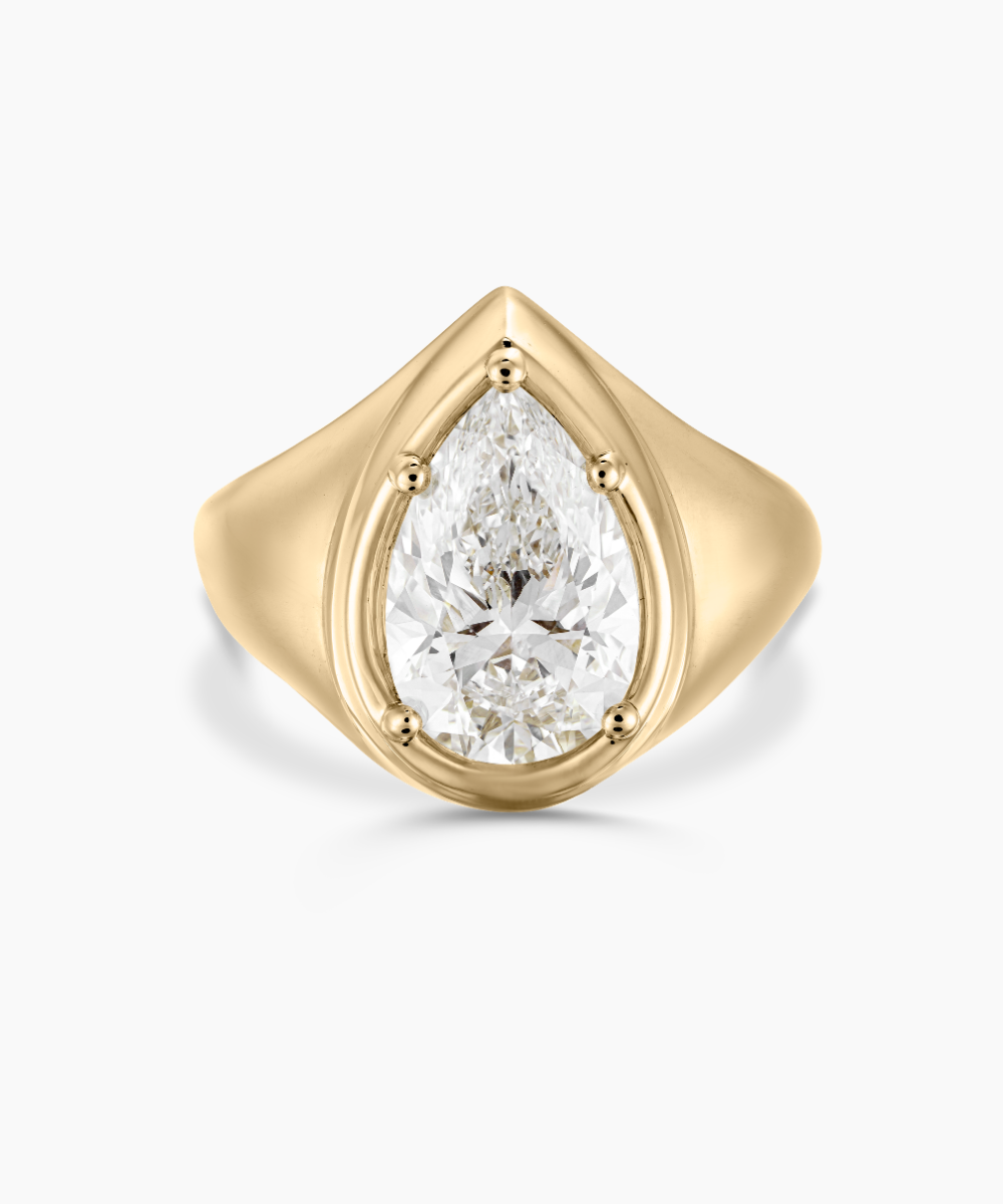 Claudette Pear Diamond Signet Ring classajewellers