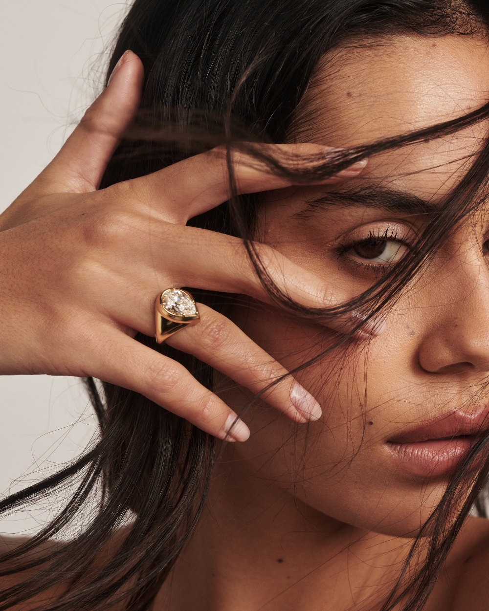 Claudette Pear Diamond Signet Ring classajewellers