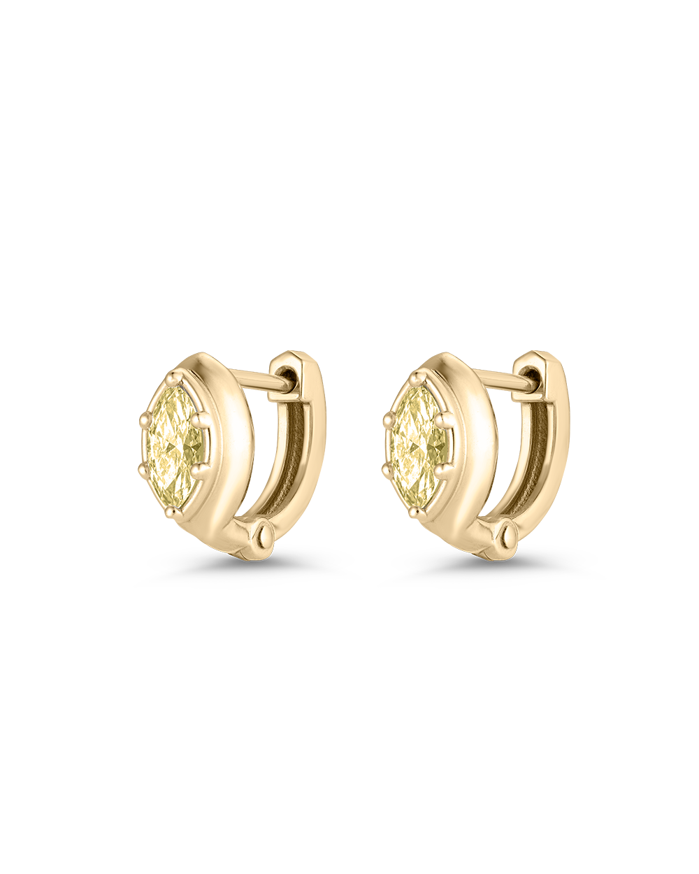 Cleo Marquise Yellow Diamond Huggies Earrings