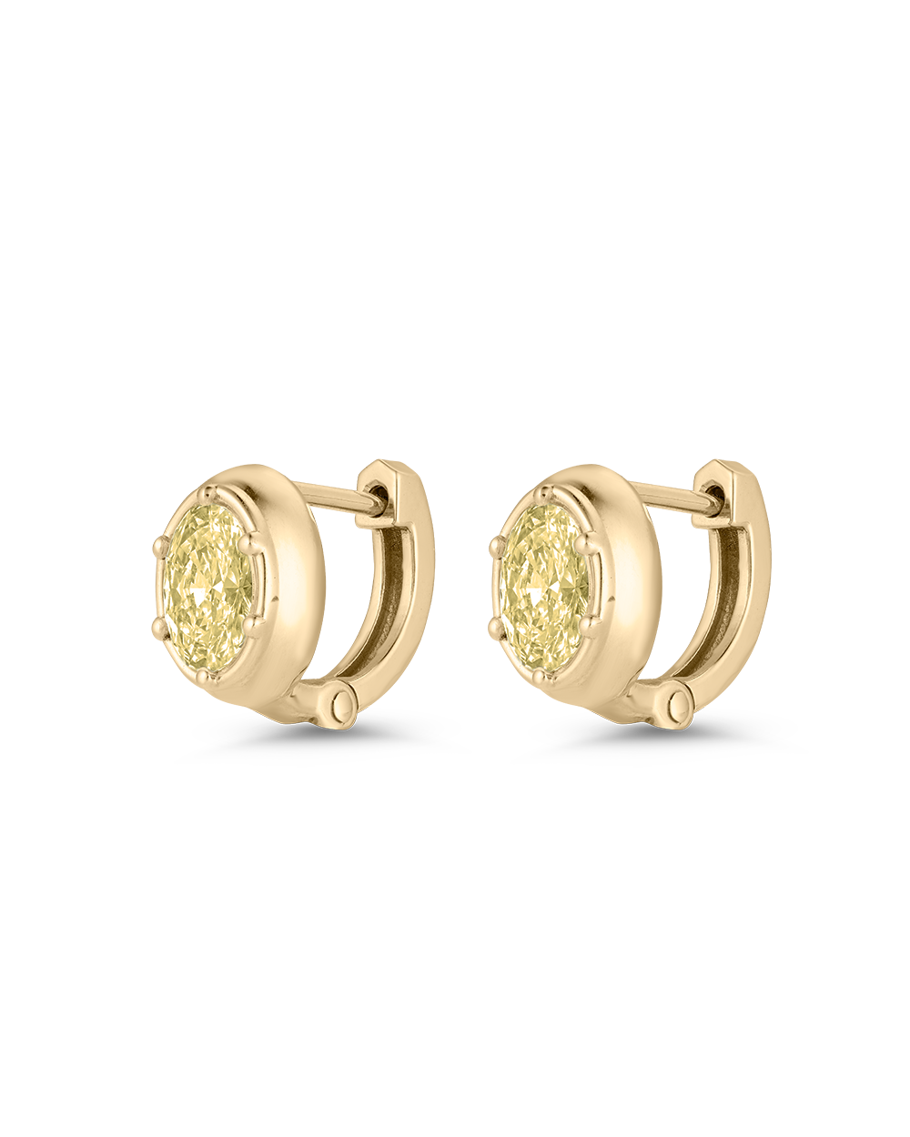 Cleo Oval Yellow Diamond Huggies Earrings